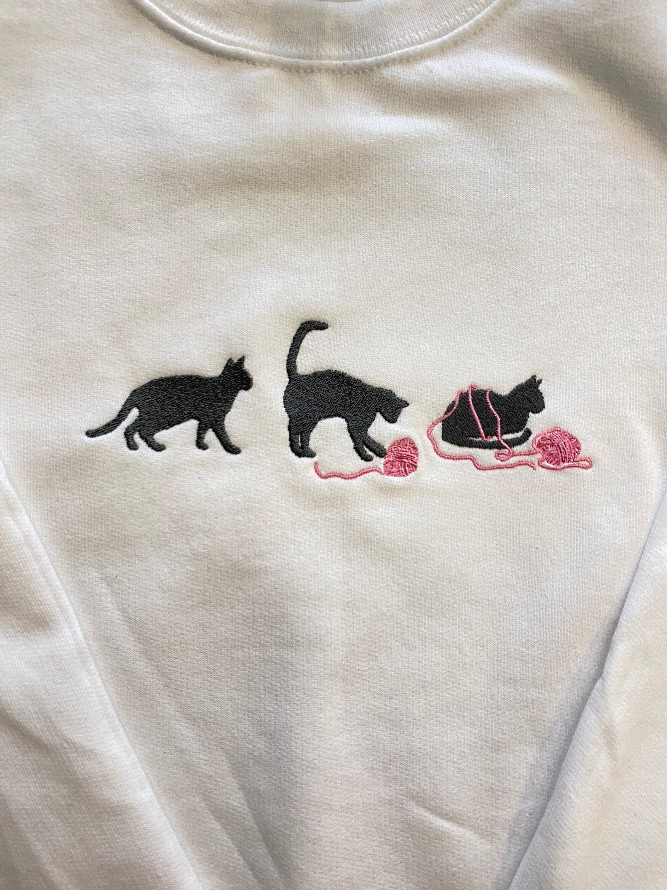 Cat with Yarn Embroidered Sweatshirt Secondary image