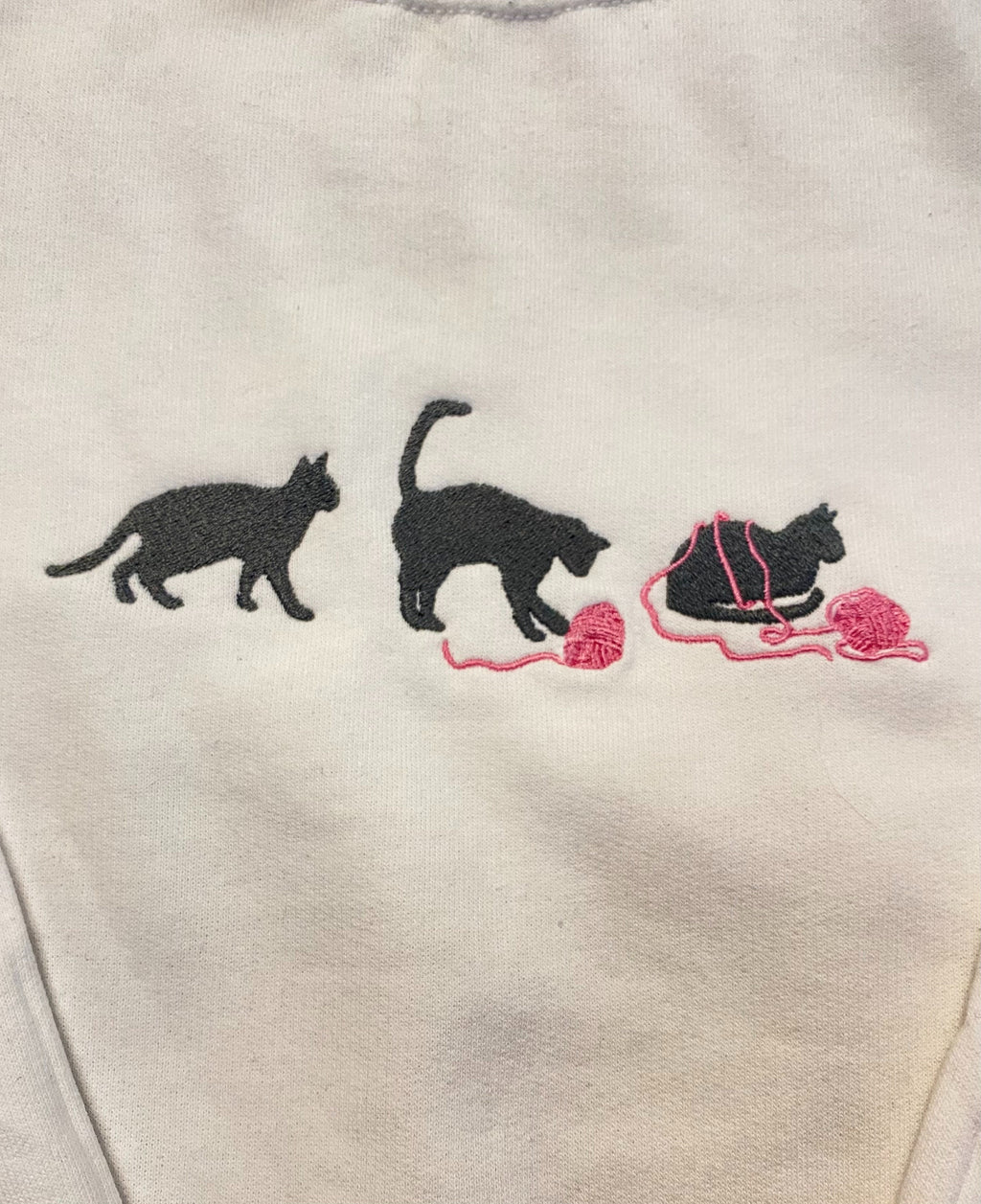 Cat with Yarn Embroidered Sweatshirt-Gift For Custom