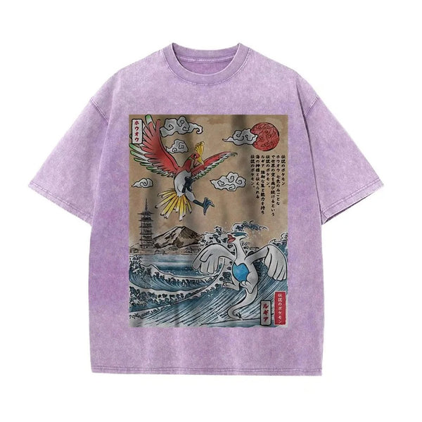 Ukiyoe Lugia vs Ho-oh Pokemon Anime Vintage Tee | Pokemon