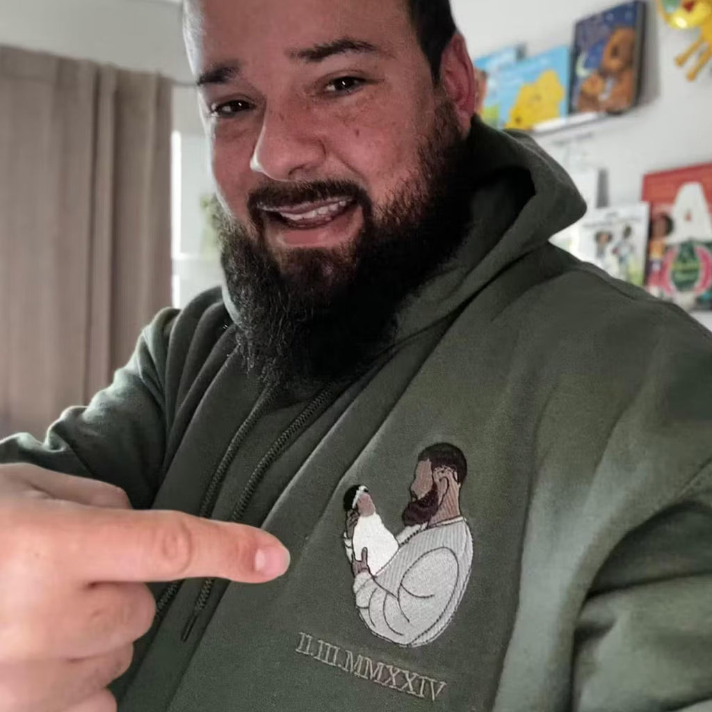 Custom Embroidered Portrait Hoodie, Personalized Family Photo Gift