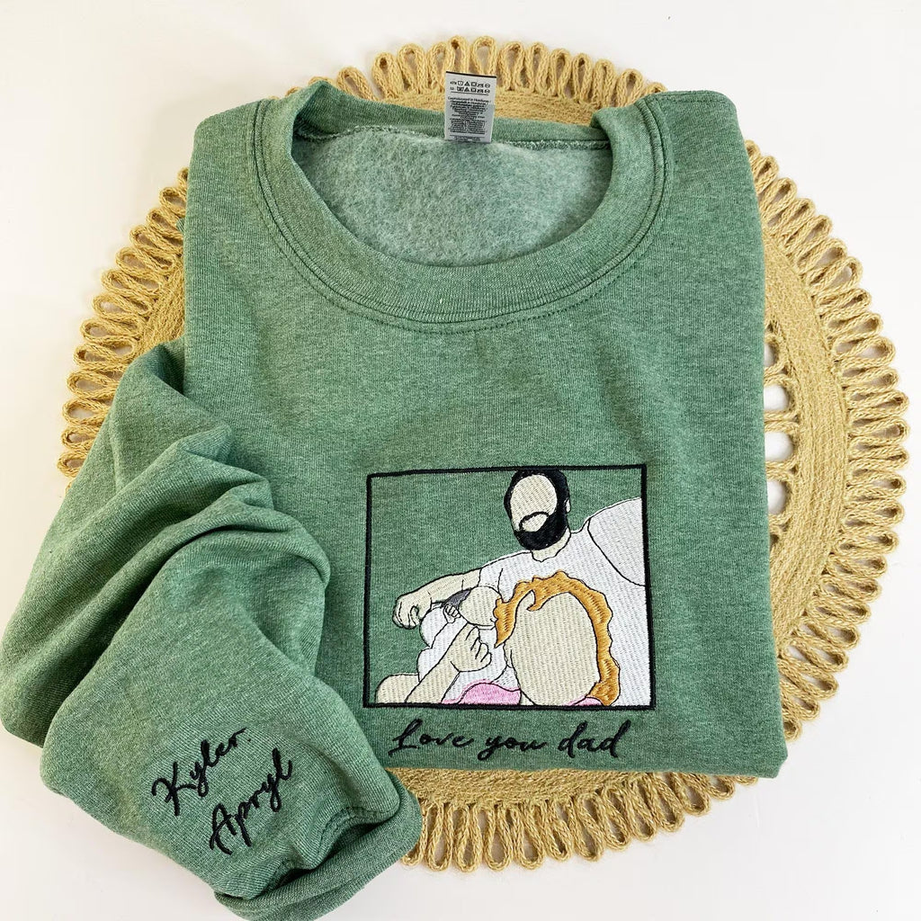 Custom Embroidered Portrait Hoodie, Personalized Family Photo Gift