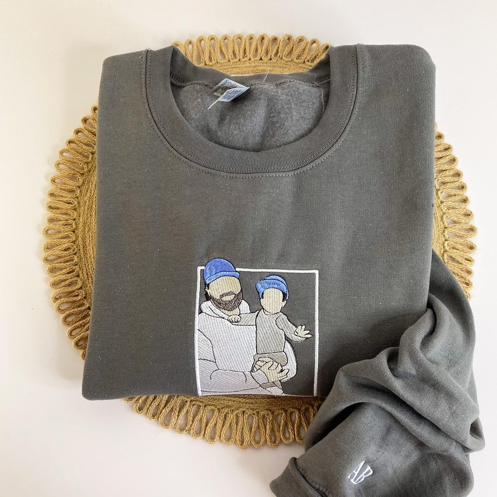 Custom Embroidered Portrait Hoodie, Personalized Family Photo Gift Secondary image