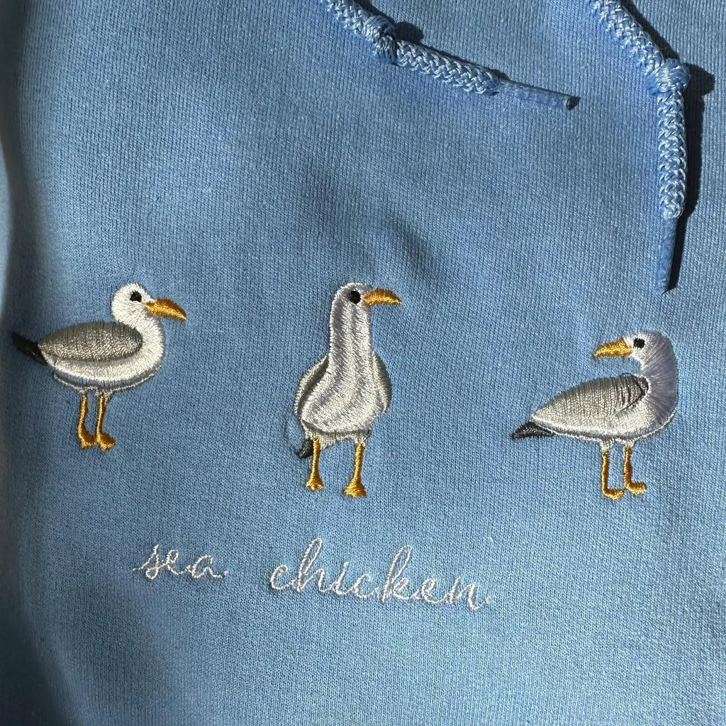 Beach Chicken (Seagull) Embroidered Sweatshirt-Gift For Custom