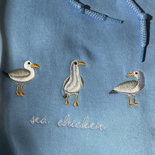 Beach Chicken (Seagull) Embroidered Sweatshirt-Gift For Custom