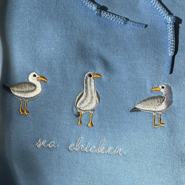 Beach Chicken (Seagull) Embroidered Sweatshirt-Gift For Custom