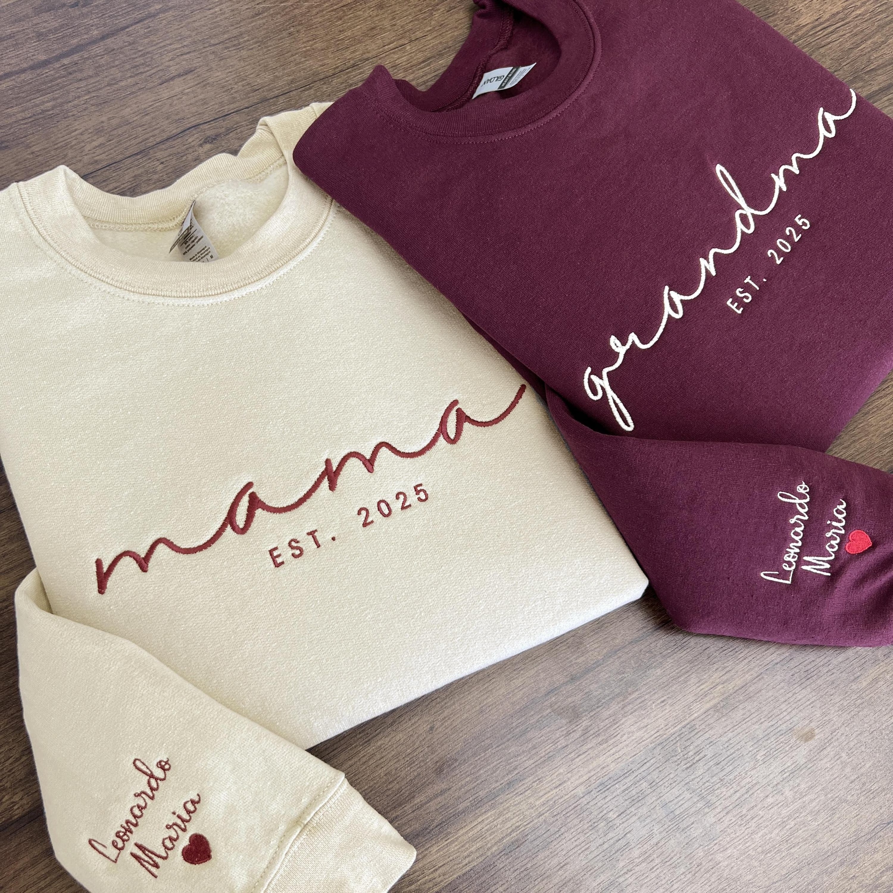 Custom Mama Est Year Embroidered Sweatshirt-Gift For Custom Main image