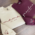 Custom Mama Est Year Embroidered Sweatshirt-Gift For Custom