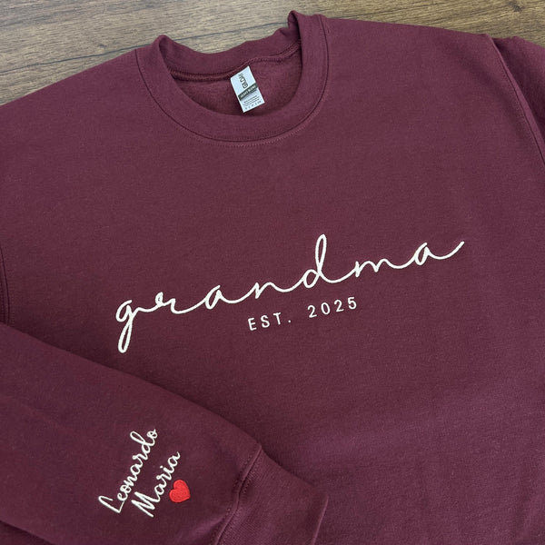 Custom Mama Est Year Embroidered Sweatshirt-Gift For Custom