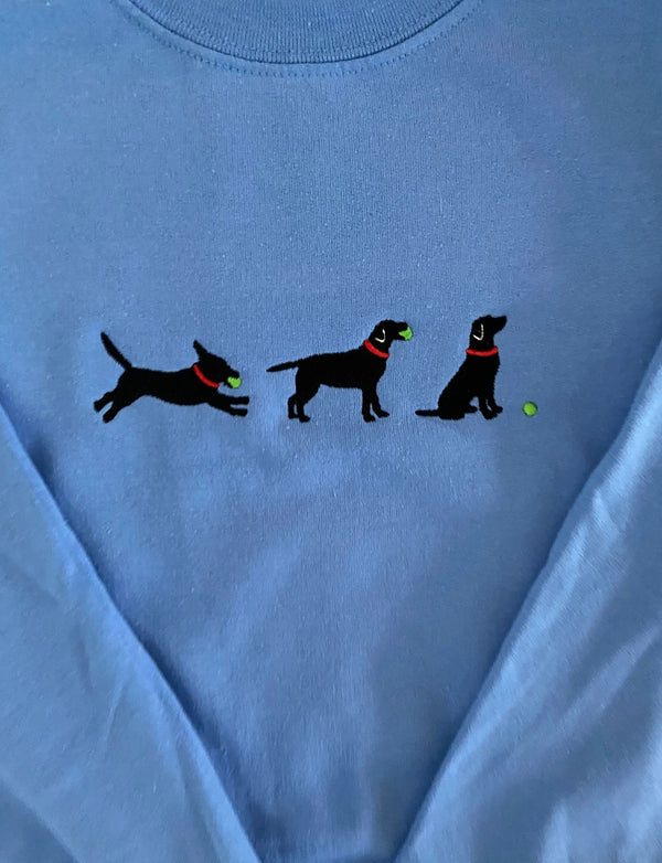 Lab with Ball Embroidered Sweatshirt-Gift For Custom