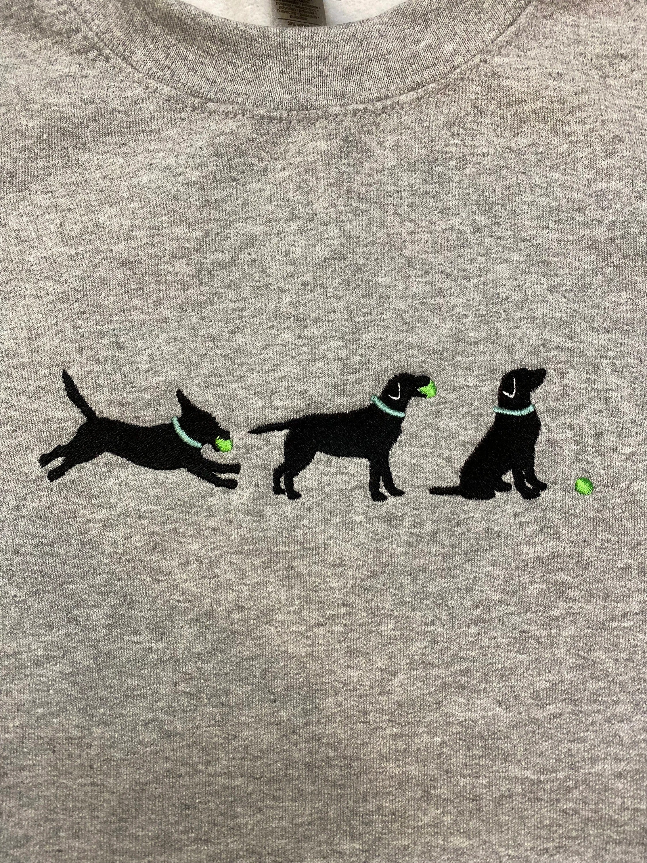 Lab with Ball Embroidered Sweatshirt-Gift For Custom