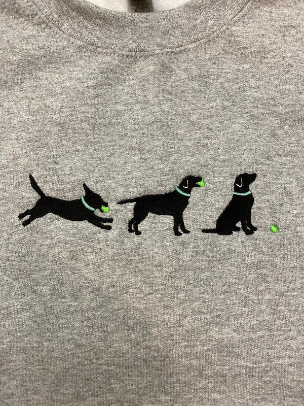 Lab with Ball Embroidered Sweatshirt-Gift For Custom