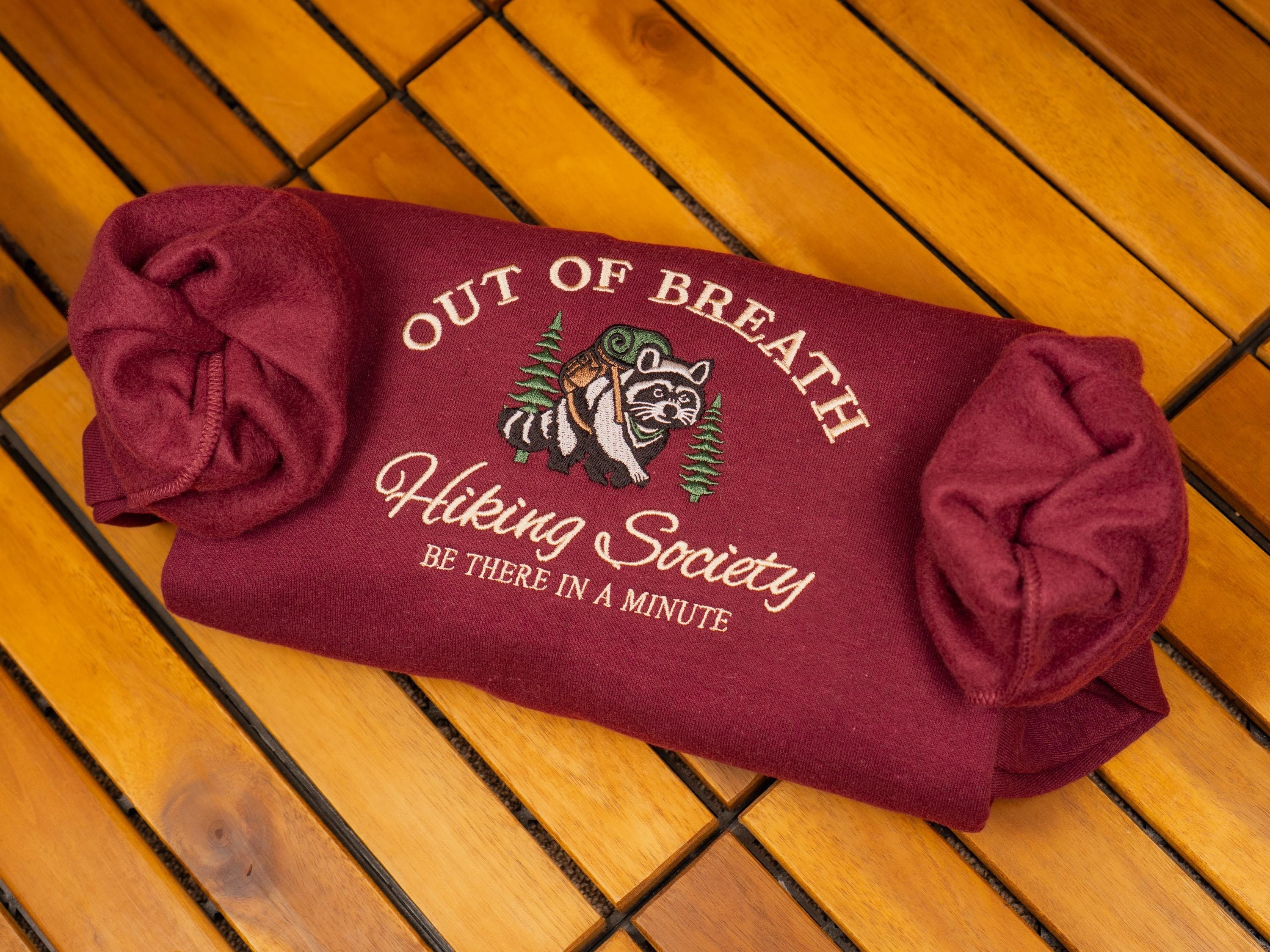Embroidered Hiking Sweatshirt: Funny Raccoon Crewneck, Nature Lover Gift Secondary image