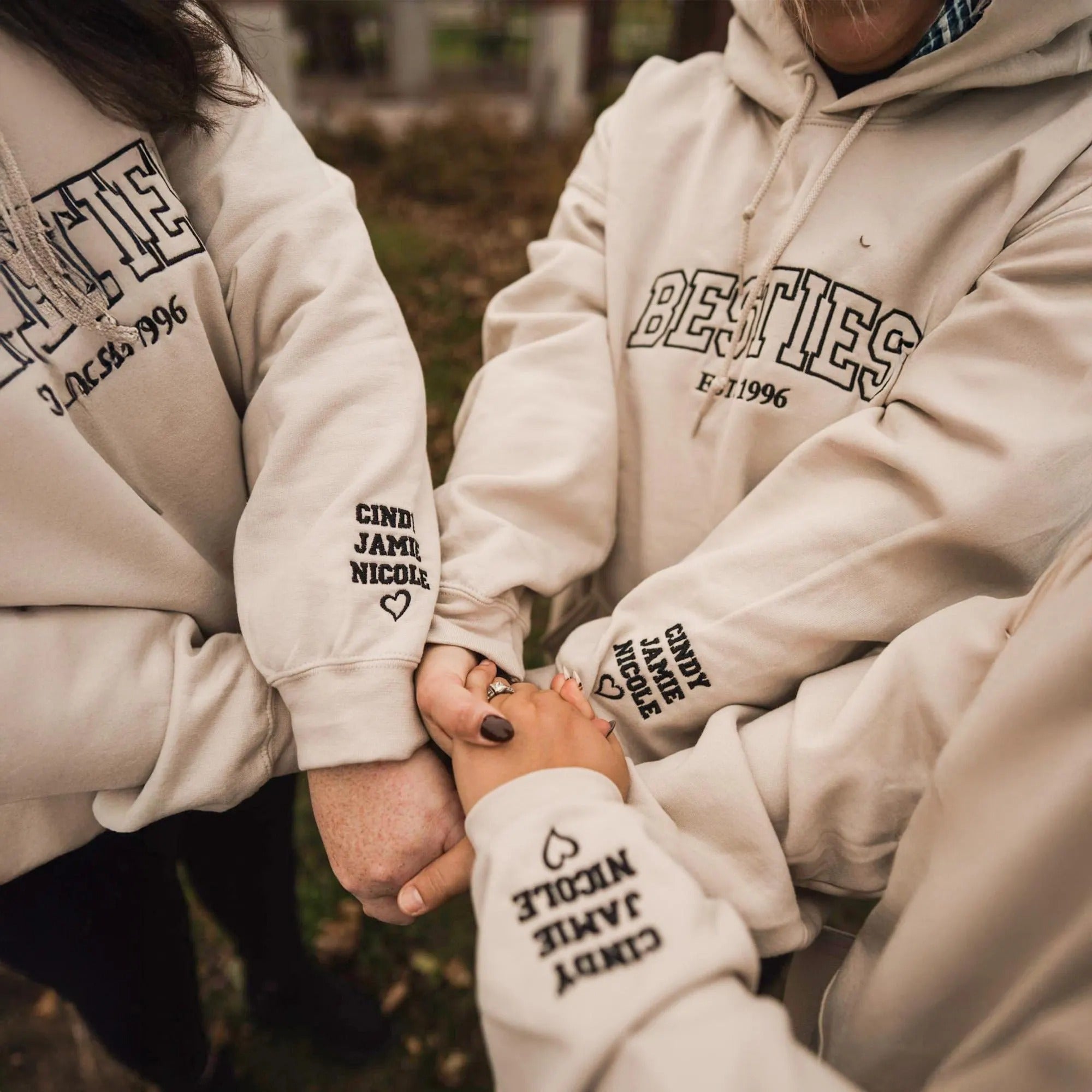 Custom Besties Embroidered Hoodie Secondary image