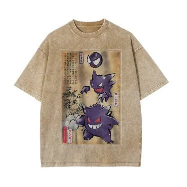 Ukiyoe Haunter Pokemon Anime Vintage Tee | Pokemon Secondary image