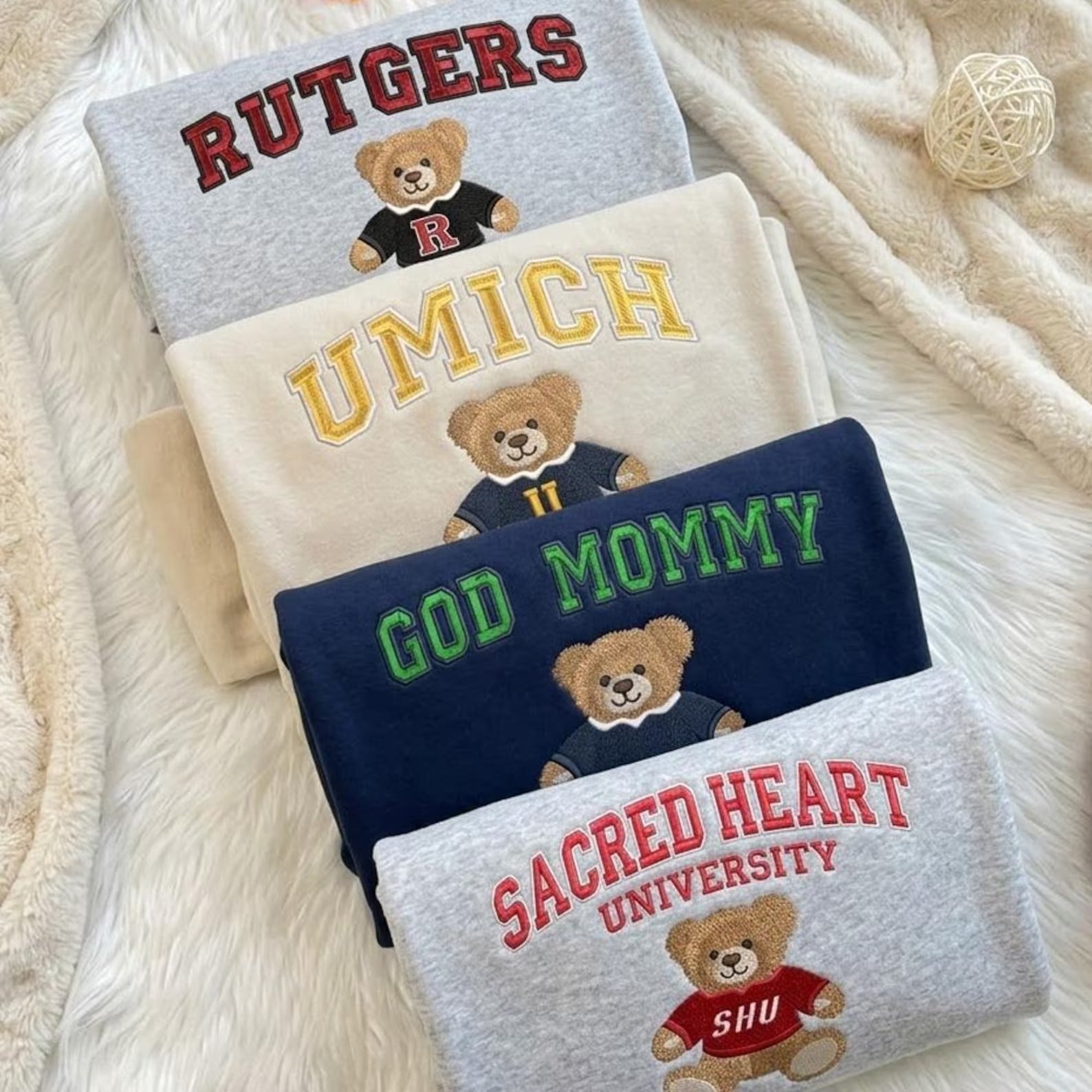 Teddy Bear Embroidered University Sweatshirt Main image