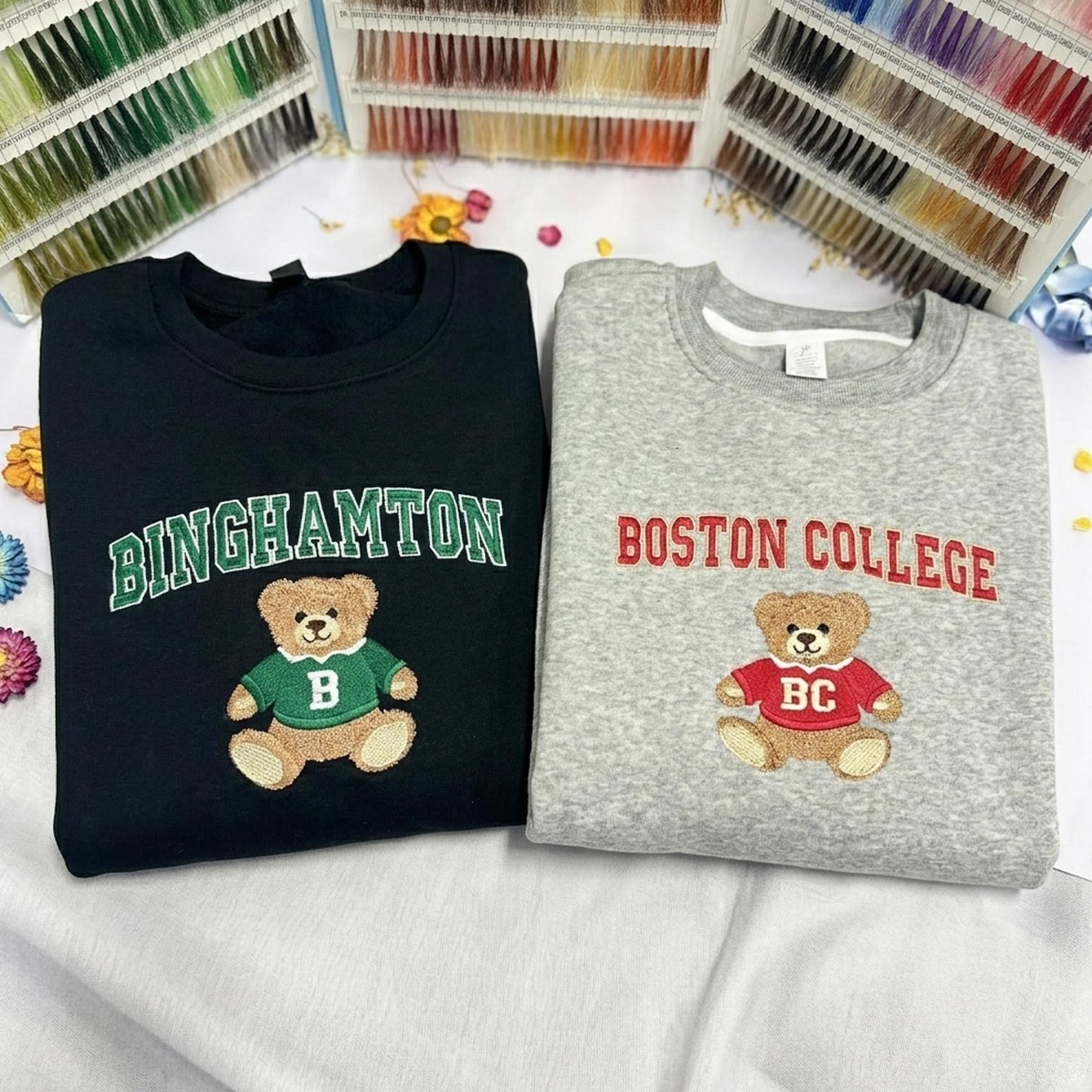 Teddy Bear Embroidered University Sweatshirt