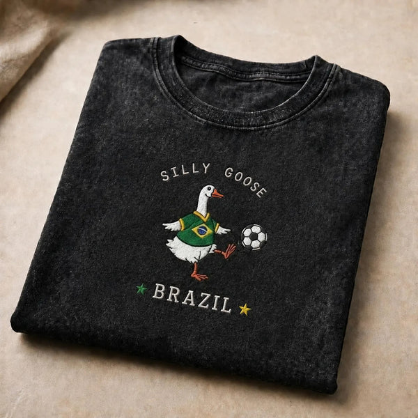 Silly Goose Soccer Embroidered Mineral Wash Shirt