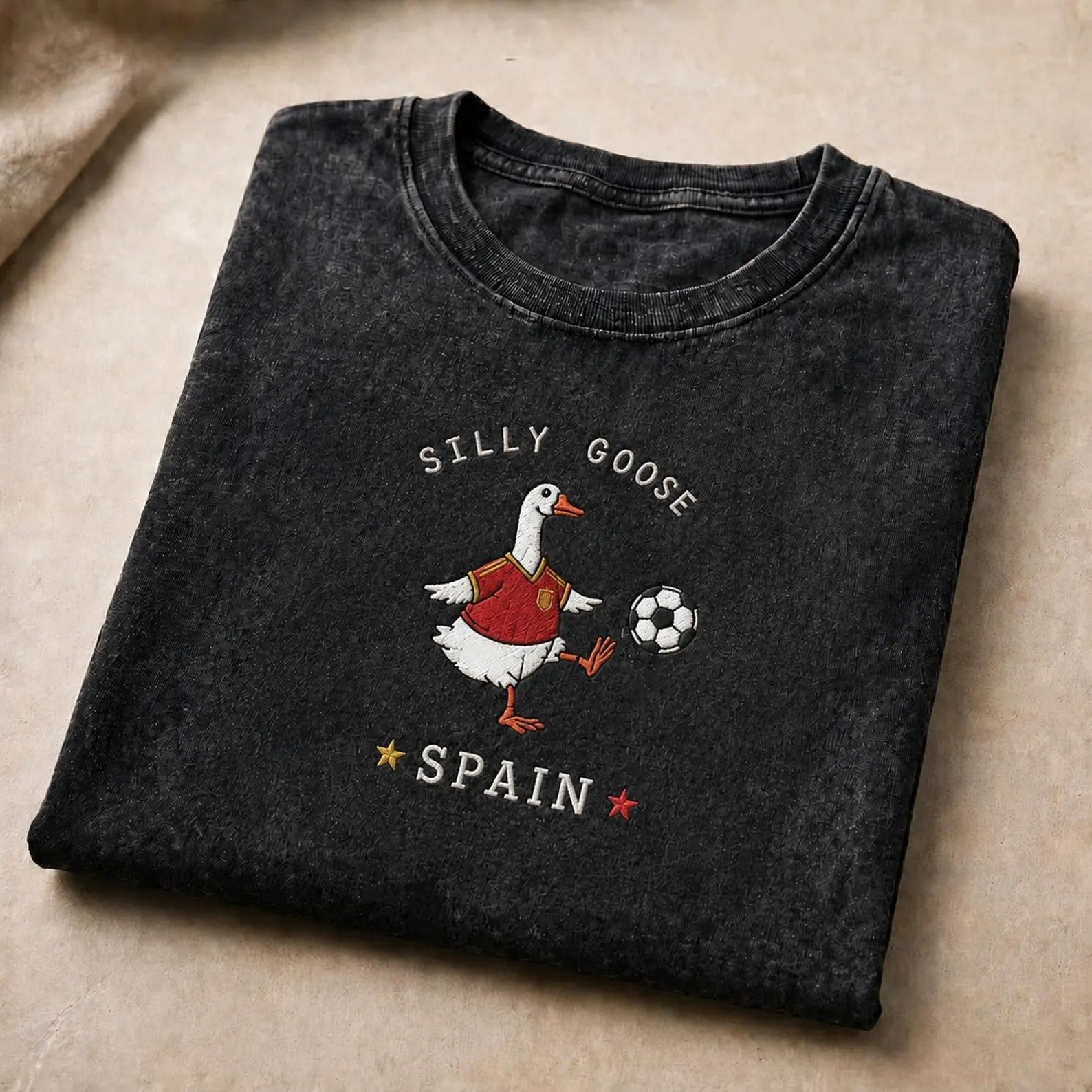Silly Goose Soccer Embroidered Mineral Wash Shirt