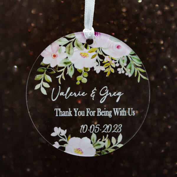 clear Transparent acrylic favor tag with string to hang from custgiftcom